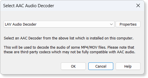 Selecting an AAC Audio Decoder