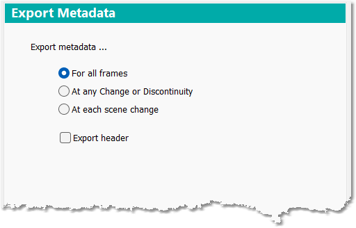 Export Metadata options Export Metadata options