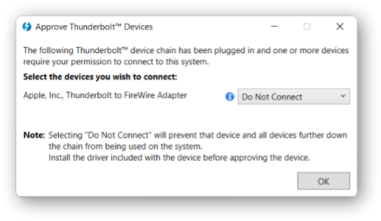 Approve Thunderbolt Devices - step 1