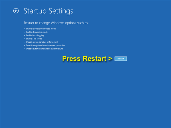 Click Restart